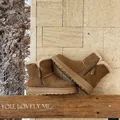 Stylish brown winter snow boots featuring warm fur lining and a convenient side zipper - 35 / Khaki