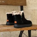 Stylish black winter snow boots with warm faux fur lining and side zipper closure - 35 / Black