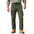 Vista frontal detallada de los pantalones cargo tácticos verde oliva para hombre con bolsillos - XS / Bottoms / Verde Militar