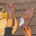 Scarpe casual da donna in tela con motivi mandala colorati e suola spessa platform - 36 / Scacchi Rossi