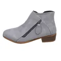 Grey faux suede women's ankle boots with dual side zippers and comfortable low block heel - 36 / Gray