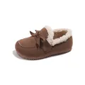 Stilvolle braune, warm gefütterte Slipper für Kleinkinder mit niedlicher Schleife - Größe 21 / Innenlänge ca 13.5 / Braun