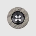 Premium round resin button featuring a grey stone texture rim and black four-hole center - 15.0mm (24L) / 08# Grey Marble with Black Center