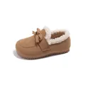 Braune Winterschuhe für Kleinkinder mit warmem Plüschfutter und Schleifenverzierung - Größe 21 / Innenlänge ca 13.5 / Camel