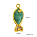 Pendentif poisson en acier inoxydable doré avec paillettes vertes et strass - Poisson à Paillettes Dorées (YTP2411177)