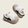 Warm winter toddler sneakers with plush lining and cute panda logo in beige - Inner Length 11.5cm Size 16 / Fleece Lined Warm Style (yb61二棉) / Gray