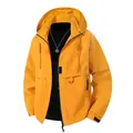 Bright yellow windproof waterproof workwear jacket with hood for men and women - S / Tops / Sunflower Yellow