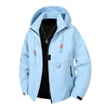 Light blue windproof cargo jacket with hood and waterproof fabric for men and women - Moonlight Blue