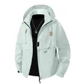 Thin windproof and waterproof hooded utility jacket in light grey for men and women - Verdant