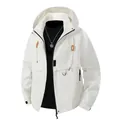 Premium white hooded workwear jacket for men with windproof and waterproof fabric - S / Tops / Khaki