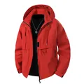 Modern red windproof waterproof hooded utility jacket windbreaker for men and women - S / Tops / Red