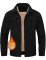 Close-up of men's black corduroy jacket featuring warm sherpa fleece lining detail - S / Tops / Black