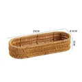 Minimalist hand-woven cutlery storage basket in brown, size 25x8.5x5cm for home kitchen - Oval / S / Light Coffee