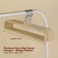 Beige flocked non-slip pants hanger with 35cm length and slim square design. - Pack of 5 / Off White
