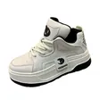 Baskets montantes en cuir blanc pour homme avec semelle épaisse et touches noires - 38 / Blanc