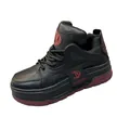 Baskets montantes en cuir pour hommes noir et rouge avec semelle épaisse - 38 / Noir Rouge