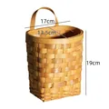 Panier suspendu en copeaux de bois fait main, dimensions 17x13,5x19cm pour rangement - 17x13.5x19cm / Couleur Miel