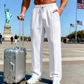 Men's loose white straight-leg sweatpants for casual and business style lifestyle - S / Bottoms / White