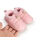 Rosa Baby Winterschuhe mit warmem Kunstfellfutter und weichen, rutschfesten Sohlen - Innenlänge 11cm / Rosa