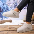 Hochwertige beige Plateau-Schneestiefel mit Schnalle und warmem Fleecefutter für den Winter - 36 / Gebrochenes Weiß
