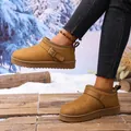 Schicke Plateau-Schneestiefel aus Wildleder mit Schnalle für warme Wintertage draußen - 36 / Camel