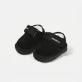 Anti-slip toddler winter snow boots with warm fleece lining in classic solid black - Size 15/Inner Length 12cm / Black