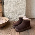 Brown platform snow boots featuring cozy fur lining and ethnic embroidery detail. - 35 / Brown