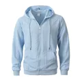 Front view of light blue zip-up hoodie featuring a unique embossed cable knit texture - S / Tops / Light Blue
