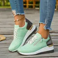 Mint green women's casual platform sneakers with side zipper and metallic accents - 37 / Light Green