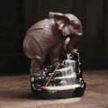 Handgemaakte paarse klei olifant wierookhouder voor een rustgevende zen-decoratie - Zwart Geglazuurde Thaise Olifant Stijl