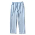 Pantaloni casual da uomo celeste con trama a treccia, gamba dritta e vita con coulisse - XS / Pantaloni e gonne / Azzurro