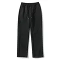 Pantaloni casual neri da uomo con motivo a treccia, gamba dritta e vita con coulisse - XS / Pantaloni e gonne / Nero