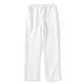 Pantaloni bianchi a gamba larga con coulisse e trama a treccia per un look casual. - Bianco