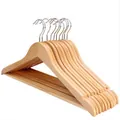 Premium set of natural solid wood clothes hangers with durable metal rotating hooks - Premium Natural Wood / 45cm