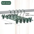 Dark green aluminum alloy pants hangers with non-slip clips, set of 5 pieces for home storage - Pine Frost Green