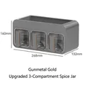 Boîte à épices murale moderne à trois compartiments en gris bronze pour l'organisation de la cuisine - 3 Grilles Améliorée (Gris Anthracite Argent) / 3 Grilles / Argent Canon de Fusil