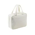 White large capacity hand-held travel toiletry bag with quilted design and zipper - White