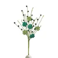 Decorative artificial St. Patrick's Day stem with glittery green shamrocks and berries. - Green