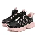 Stylish black and pink children's waterproof leather sports shoes featuring rotary knob - 38 / Rotary Buckle Style (212 Leather Surface) / Pink Black