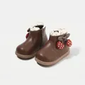 Niedliche braune Baby-Lederstiefel mit Erdbeer-Anhängern und Spitze für 10M bis 3J - Größe 16 (Innenlänge 12cm) / Braun