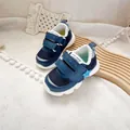 Atmungsaktive dunkelblaue Baby-Lauflernschuhe mit Klettverschluss und weißer Sohle - Größe 15,0 Innenlänge 15 cm / Blau