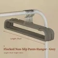 Grey velvet non-slip pants hanger with space-saving open-ended design, 35cm width - Pack of 5 / Gray