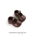 Classic brown baby girl Mary Jane leather shoes with soft sole for walking - Size 15 (Internal Length 11.7cm) / Brown