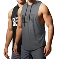Débardeur de sport à capuche pour hommes sans manches imprimé Beast gris et noir - S / Hauts / Gris Foncé/Noir