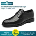 Elegante schwarze Business-Herrenschuhe mit 6 cm Erhöhung und atmungsaktivem Design - 37 / Hohl-erhöhte Ausführung / Schwarz