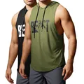 Canotta sportiva con cappuccio da uomo con stampa BEAST in verde oliva per il fitness - Verde Militare/Nero