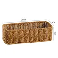 Hand-woven rectangular rattan-style storage basket for desktop organization, 26x9x8cm - 26*9*8cm / Dark Coffee
