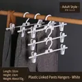 Perchas de plástico blanco apilables para pantalones con clips para ahorrar espacio en armario - 5 Piezas / Blanco
