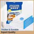 Thickened transparent vacuum storage bags with blue edges for clothes and bedding - 11-Piece Set (4M, 4L, 2XL + US Pump) / Color Printed Bag