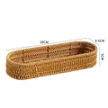 Brown imitation rattan woven cutlery storage basket in 28x9.5x5cm size for kitchen - Oval / M / Light Coffee